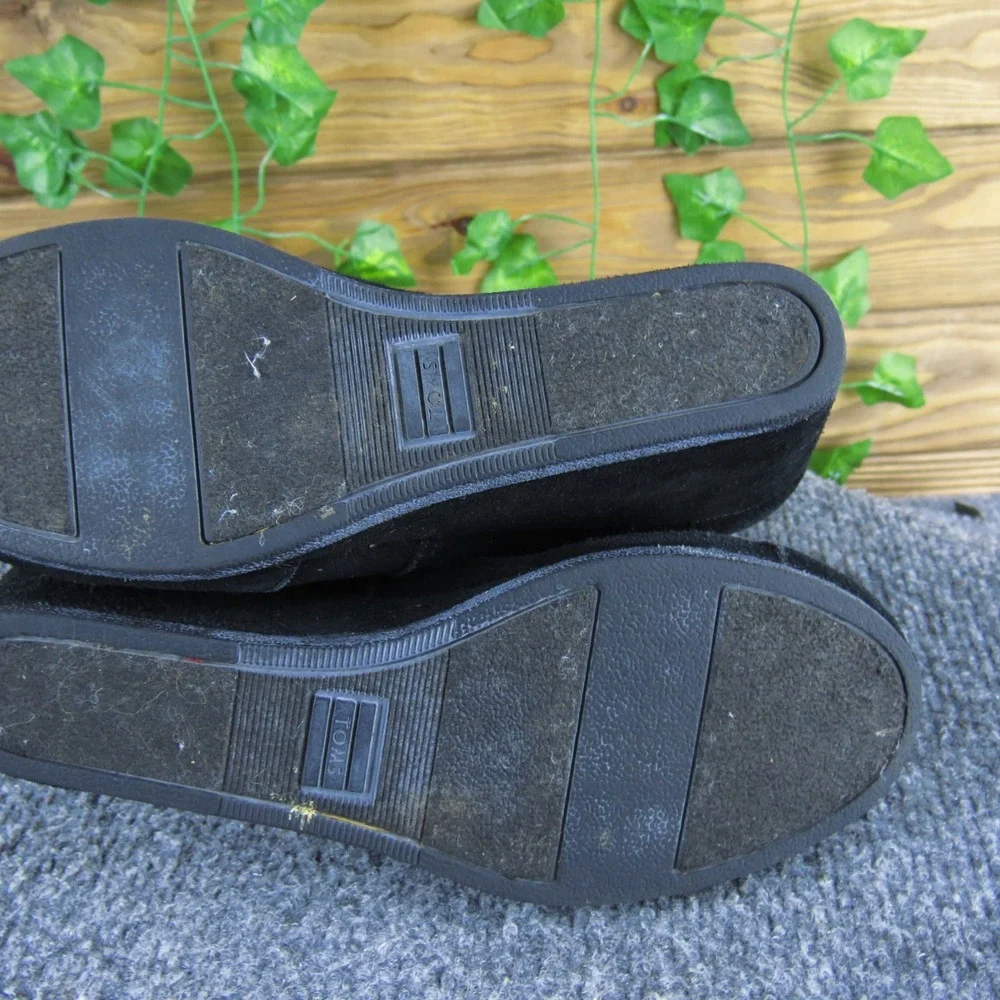TOMS Kala Chukka Black Suede‎ Lace Up Ankle Wedge Booties Womens Shoes 7.5
